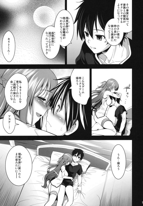 【SAO エロ同人】ゲームの中でキリト＆アスナが濃厚で激しいセックスしてる時に…【無料 エロ漫画】(15)
